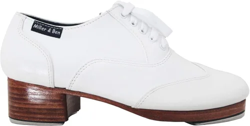 Vista 3 de Miller Ben Tap Shoes Triple Threat All White Professional Tap Shoes