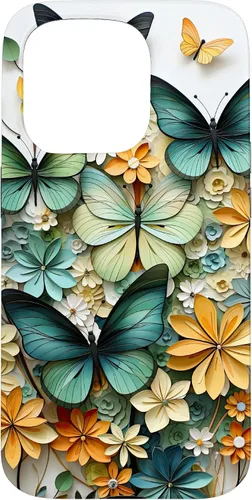 Vista 14 de iPhone 16 mariposa estética mariposas verdes naturaleza acuarela caso