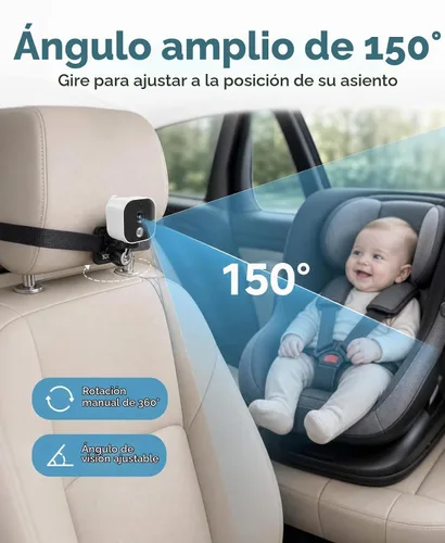 Vista 6 de Cámara inalámbrica para coche de bebé para asiento trasero 5 Blanco a