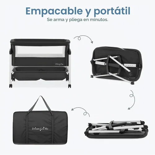 Vista 10 de Dream On Me Calypso - Cuna portátil plegable, color negro