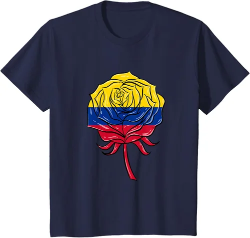 Vista 25 de Camiseta colombiana para mujer con diseño de rosa, Negro