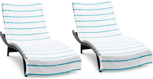 Vista 20 de Arkwright Las Rayas - Funda para tumbona, paquete de 2, toalla de rizo 100% algodón suave a rayas con soporte de bolsillo para playa, piscina, silla