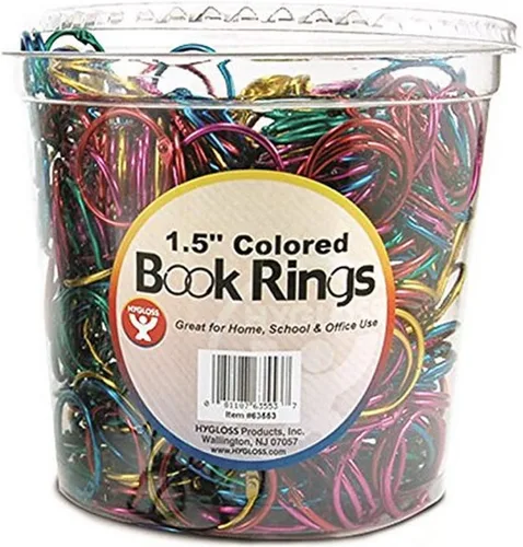 Vista 10 de Hygloss Products 61311 - Anillos de libro – Anillos de acero de colores surtidos de 1 pulgada, paquete de 12 Variado