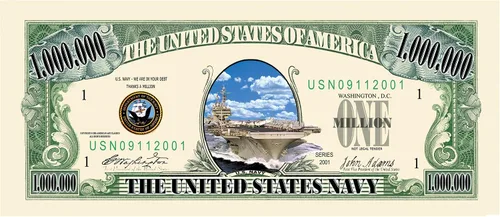 Vista 2 de US Navy Conmemorative Million Dollar Bill - Juego de 10