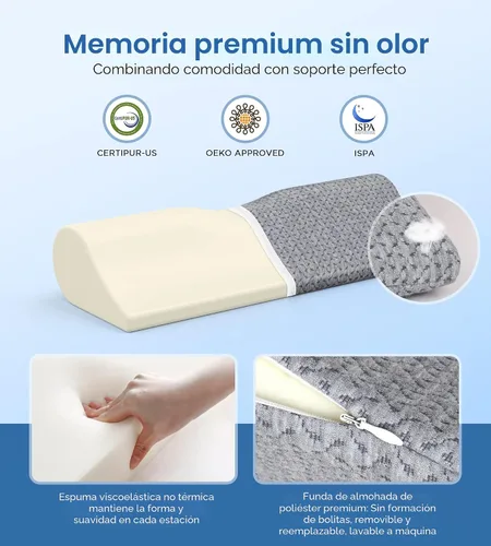 Vista 6 de Demelon Almohadas cervicales para el cuello para aliviar el dolor de dormir, almohada de espuma viscoelástica de alta densidad para soporte
