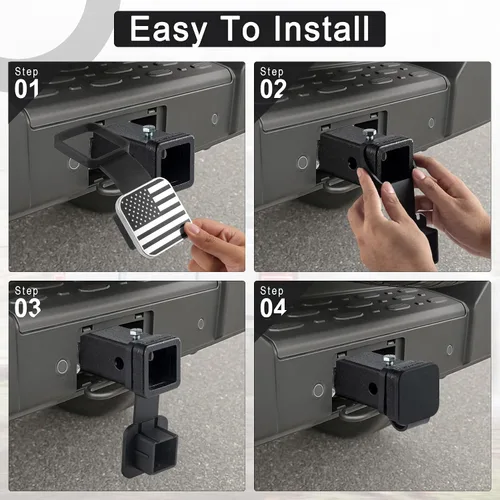 Vista 4 de UYYE Cubierta de enganche de remolque de goma de 2 pulgadas, tapa de tubo de enganche de goma, accesorios exteriores para la mayoría de los Negro