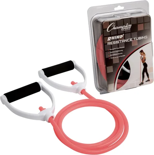 Vista 3 de Champion Sports Bandas de tubo de resistencia para hombres y mujeres, banda elástica duradera para entrenamiento de fuerza, estiramiento