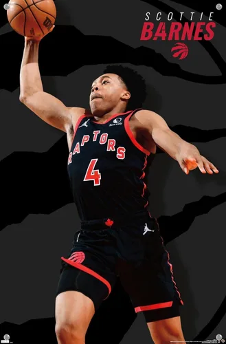 Vista 4 de Trends International NBA Toronto Raptors - Póster de pared de Scottie Barnes 22, 14.72 x 22.37 pulgadas, paquete de póster premium y alfiler