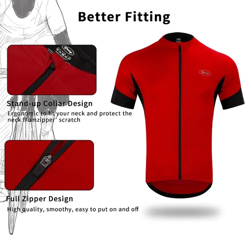 Vista 3 de Cycling Bike Jersey for Men Short and Long Sleeve Bike Bicycle Shirts Biking Clothing Breathable Quick-Dry Shirt with Pockets