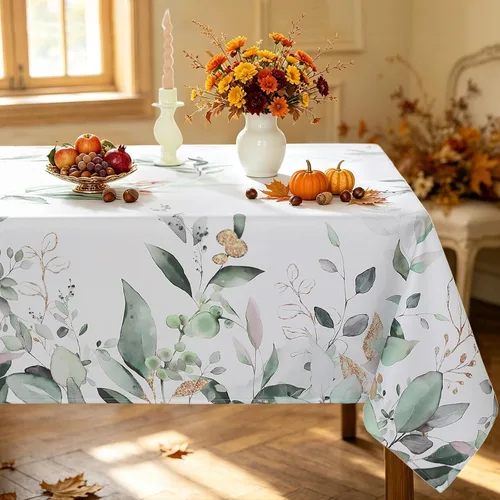 Vista 13 de Honellaty Manteles florales para mesas rectangulares, 60 x 84 pulgadas, sin arrugas, lavable a máquina, cubierta de mesa de poliéster, acuarela