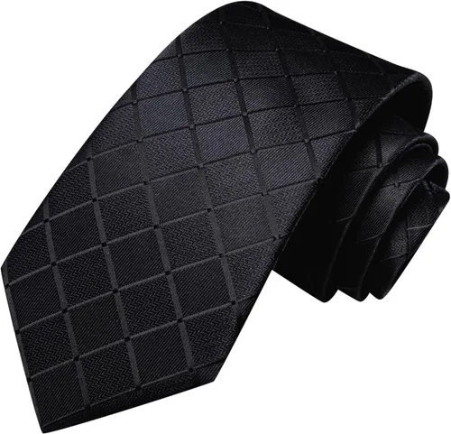 Vista 214 de Hi-Tie Corbata clásica de cachemira para hombre con pañuelo y gemelos a cuadros