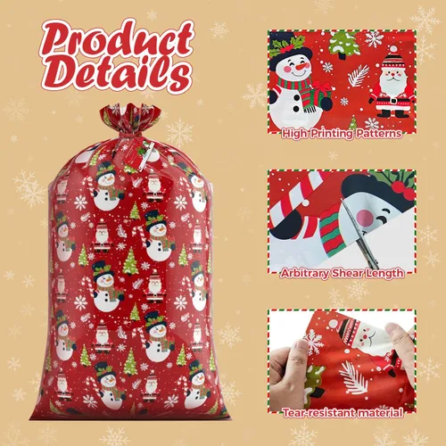 Vista 4 de M-sorflly Bolsas de regalo de Navidad extra grandes para regalos, 1 unidad de 36×60 pulgadas, bolsa de regalo gigante de Navidad para regalos