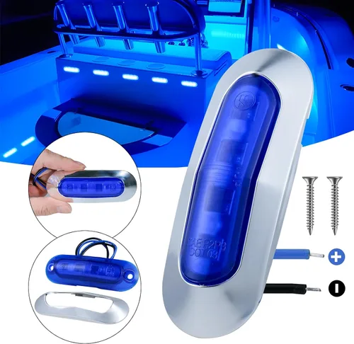 Vista 4 de Paquete de 20 Luces Interiores de Barco Marino de 3.7 Pulgadas con 4 LED, DC12-24V Impermeable Lámpara de Cortesía Cubierta Espejo de Popa Cabina