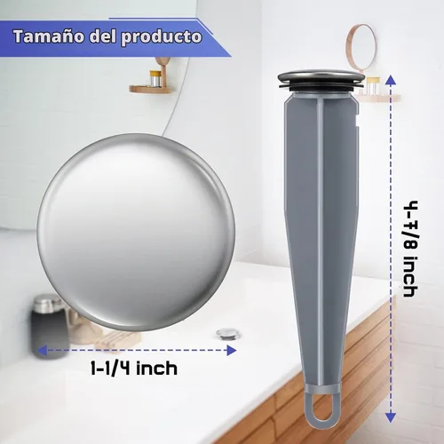 Vista 2 de Enhon Tapones emergentes compatibles con componentes de drenaje Moen, émbolo de drenaje cromado para lavabo de baño, 4-7/8 pulgadas de alto