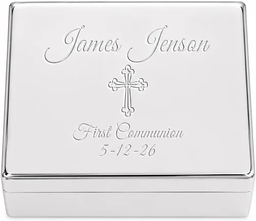 Vista 9 de Cherished Moments Joyero rectangular de dedicación de bebé personalizado Dedicación de plata