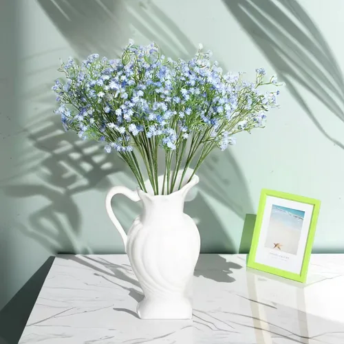 Vista 7 de Paquete de 9 flores artificiales de aliento de bebé, tallos flexibles de 21 pulgadas para ramos de boda, centros de mesa del hogar y decoración al