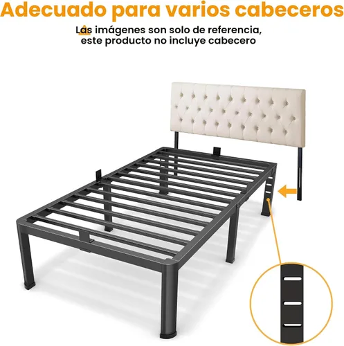 Vista 6 de Superay Marco de cama de metal individual de 14 pulgadas con patas