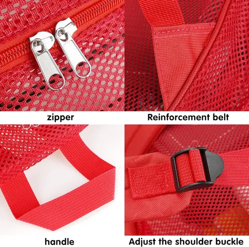 Vista 5 de Mochila de malla resistente, bolsa de malla transparente para estudiantes universitarios, Rojo -, Classic