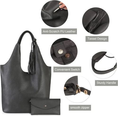 Vista 3 de Montana West Hobo Bags for Women Designer Top Handle Purses Ladies Shoulder Handbag Set