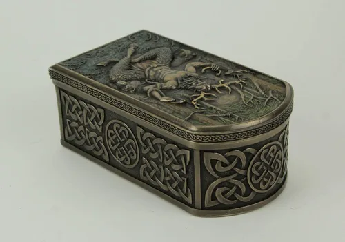 Vista 2 de Veronese Design Cernunnos - Caja de baratijas con cuernos celtas y el dios de los animales