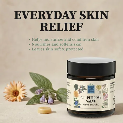 Vista 2 de Wise Woman Herbals Bálsamo multiusos con caléndula y consuelda, alivia la piel seca e irritada, cuidado de la piel posparto, soporte nutritivo