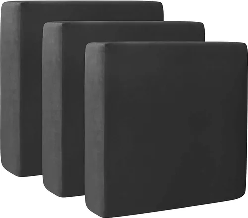 Vista 28 de Fundas de cojín de terciopelo para sofá, funda elástica para cojín de sofá suave, protector de muebles extraíble y lavable para sala de estar, Negro