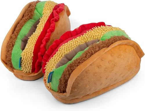 Vista 2 de Coddies Pantuflas de tacos Pantuflas divertidas unisex, novedosas y cómodas, regalo de broma hombres, mujeres y niños