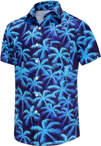 Vista 179 de KYKU - Camisa hawaiana funky para hombre, ropa tropical para vacaciones en Palm Beach