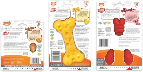 Vista 11 de Nylabone Paquete de juguetes masticables de potencia, juguetes para perros para masticadores agresivos, paquete de 3 Dog chews toys for small dogs