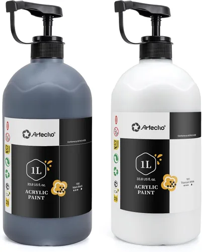 Vista 11 de Artecho Juego de pintura acrílica de 12 colores en envases grandes (500ml/17oz), pintura para manualidades artísticas para suministros de arte