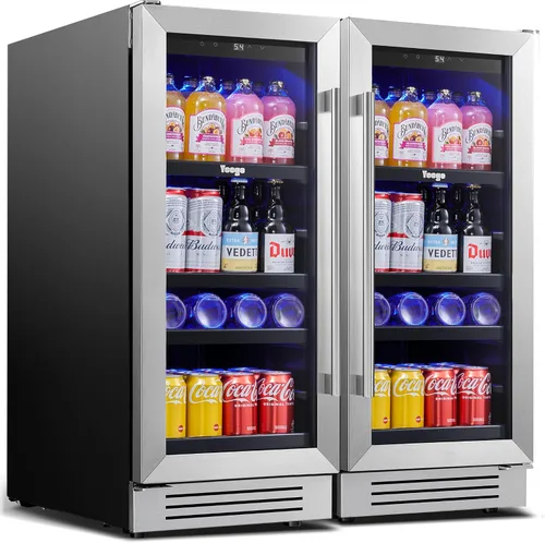 Vista 10 de Yeego Refrigerador de bebidas y mini refrigerador, enfriador de bebidas de 15 pulgadas con 80 latas de 34 a 54 °F, pequeño enfriador de cerveza