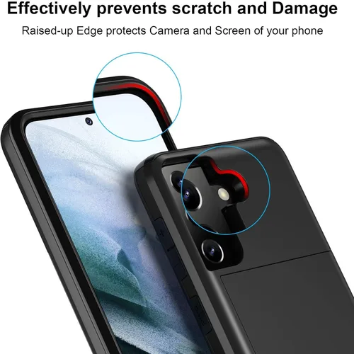 Vista 3 de Jiunai - Funda para Samsung Galaxy S21, tarjetero para tarjetas de crédito, color negro