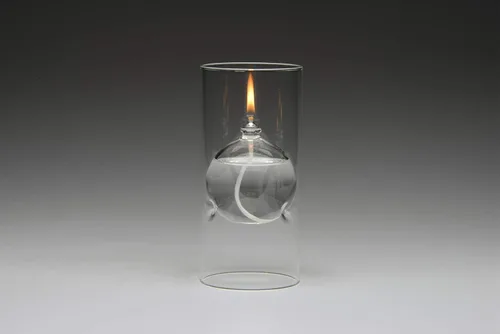 Vista 2 de Firefly Moderna lámpara de aceite de vidrio transparente Transcend, lámparas recargables con aceite de lámpara de combustión limpia, diseño elegante