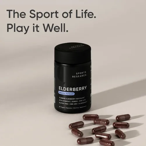Vista 7 de Sports Research® Soporte inmunológico diario de saúco con zinc, vitamina C, jengibre y vitamina D3 5000iu, sin gluten, verificado sin OMG, sin soja
