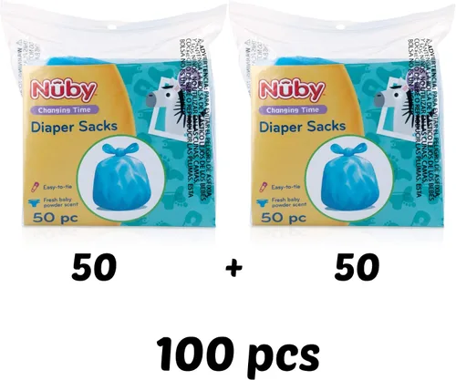 Vista 8 de Nuby Bolsas desechables para pañales, aroma fresco de polvo para bebé, paquete de 2 (50 unidades cada paquete)