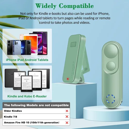 Vista 6 de Girador de páginas con control remoto RF para Kindle Paperwhite Oasis Kobo, clicker Page Turner Kindle Accesorios para iPhone, iPad, tabletas