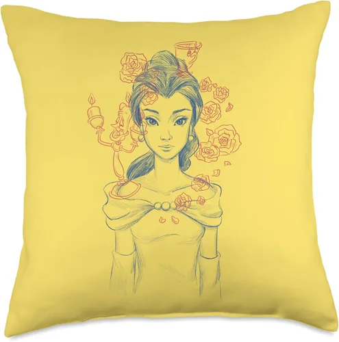 Vista 5 de Disney Princesa Belle Elevated Enchantment - Cojín (16.0 x 16.0 in), color amarillo