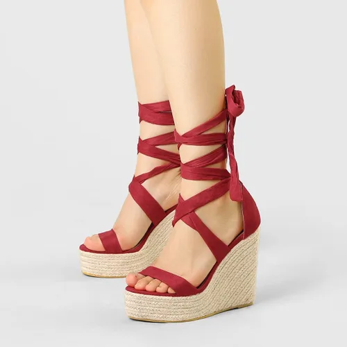 Vista 2 de Allegra K Sandalias de plataforma con cordones para mujer