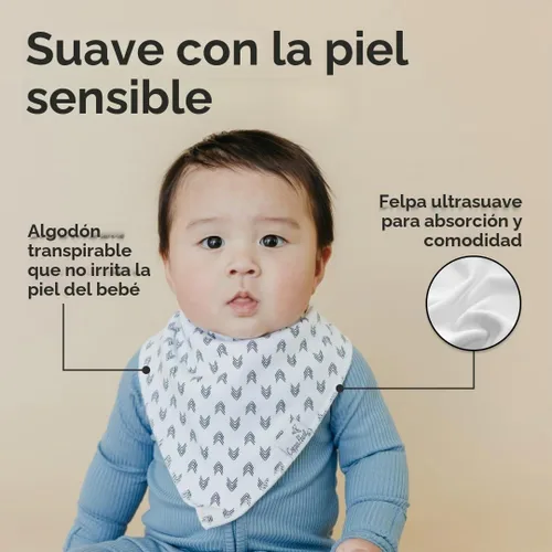 Vista 4 de Copper Pearl Baberos tipo bandana para bebé, paquete de 4 baberos de algodón suave para babear y dentición, absorbentes, ajuste ajustable, muchos