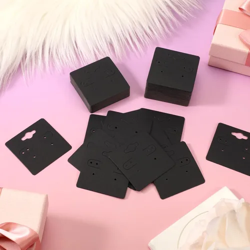 Vista 7 de 200 tarjetas negras para pendientes con agujeros, tarjetas de exhibición de aretes de 2 x 2 pulgadas para vender tarjetas de joyería