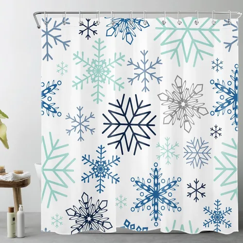 Vista 12 de LB Cortina de ducha de Feliz Navidad, bola de Navidad blanca y dorada sobre cortina de ducha negra para baño, 60 x 72 pulgadas, tela de poliéster