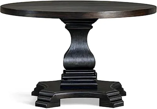 Vista 4 de Benjara - Mesa de comedor tradicional de madera maciza de 48 pulgadas con tapa redonda, color negro