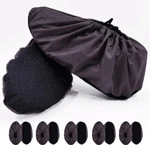 Vista 10 de 5 pares de cubiertas impermeables antideslizantes lavables reutilizables para botas, protectores para zapatos de interior (XL, fucsia)