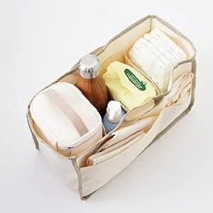 Vista 8 de Bebefit Bolsa de pañales con bolsa organizadora y bolsa aislada para mamá y papá material de espiga 12 bolsillos