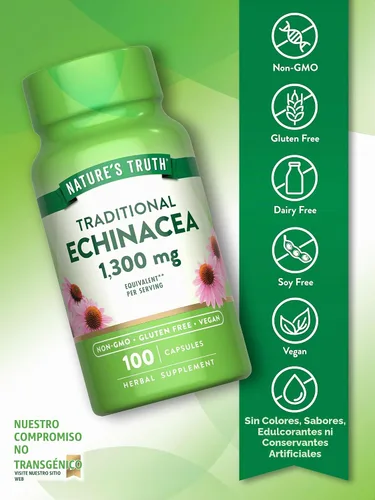 Vista 3 de Cápsulas de extracto de equinácea 1300 mg 100 unidades Sin OMG y sin gluten por Nature's Truth