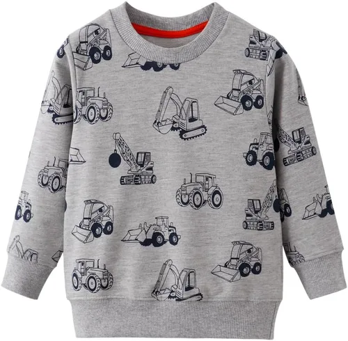 Vista 7 de BeiVSlley Paquete de 3 sudaderas de algodón con cuello redondo y manga larga con dibujos animados para niños pequeños
