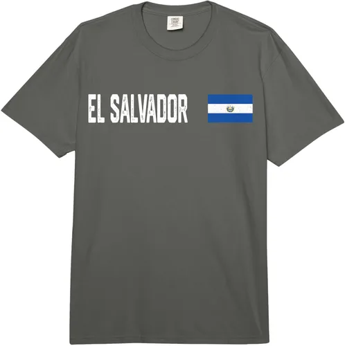 Vista 5 de EL Salvador National Flag Retro Distressed Patriotic Comfort Colors Adult Heavyweight T-Shirt
