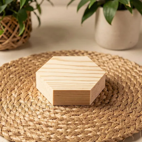 Vista 7 de 5pcs Hexagon Blocks Unfinished Wooden for Painting and Wood Burning