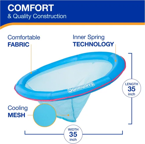 Vista 3 de [Usado] SwimWays Spring Float Premium Papasan Pool Lounger with Breathable Mesh Seat, Inflatable Pool Floats for Adults with Fast Inflation, for