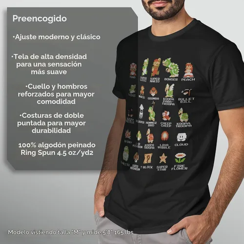 Vista 6 de Nintendo Camiseta para hombre Negro